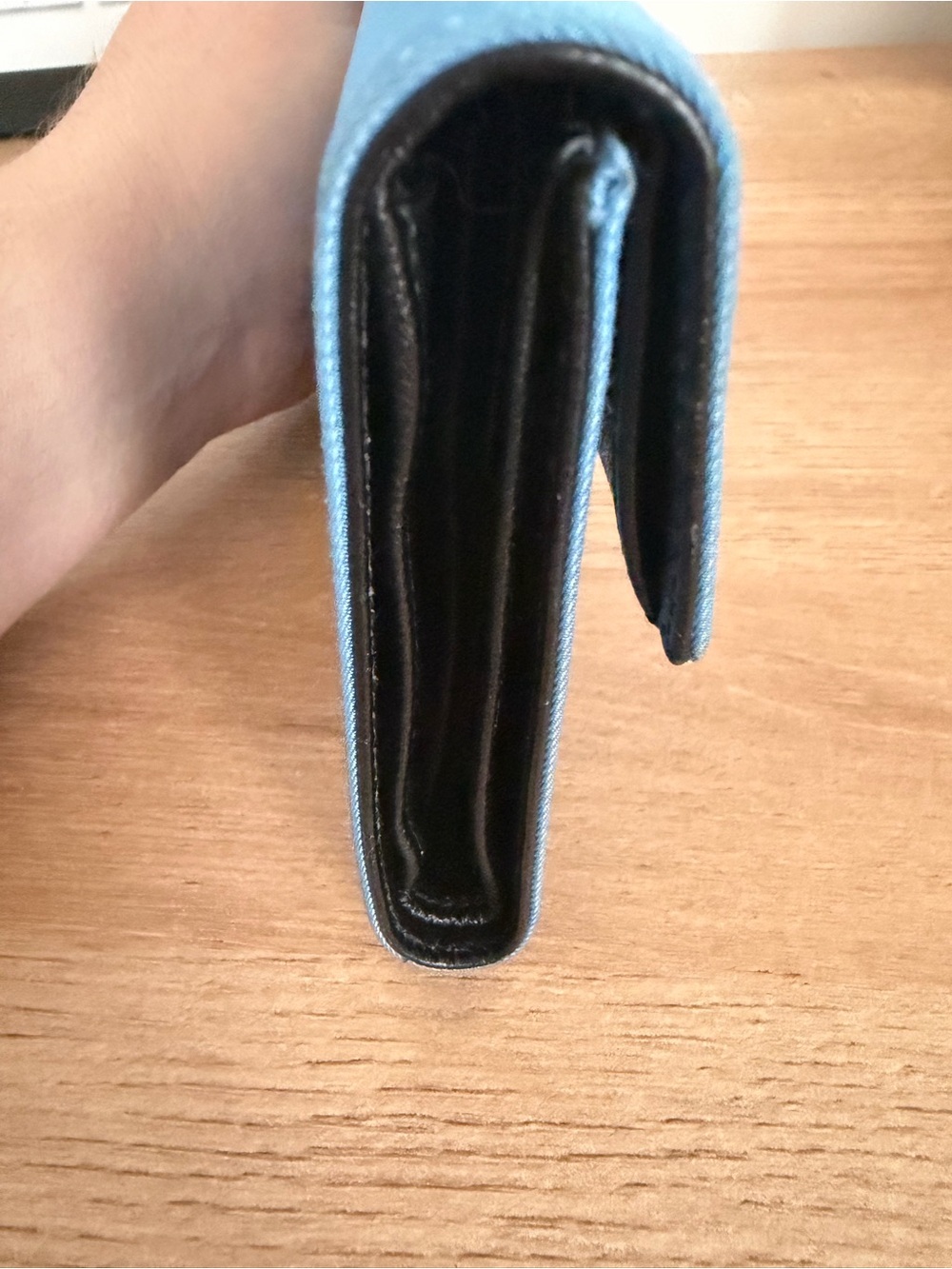 Prada Light Blue Triangle Logo Clutch - Picture 4 of 9